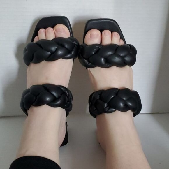 H & M HEELED Sandals Mules Braided Slip On HEELS Shoes PUMPS WOMEN'S WOMAN'S  6 - Picture 15 of 16
